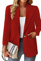 Damen nan taillierter Blazer mit Ein-Knopf-Verschluss Reverskragen und Pattentaschen Drune in Rot