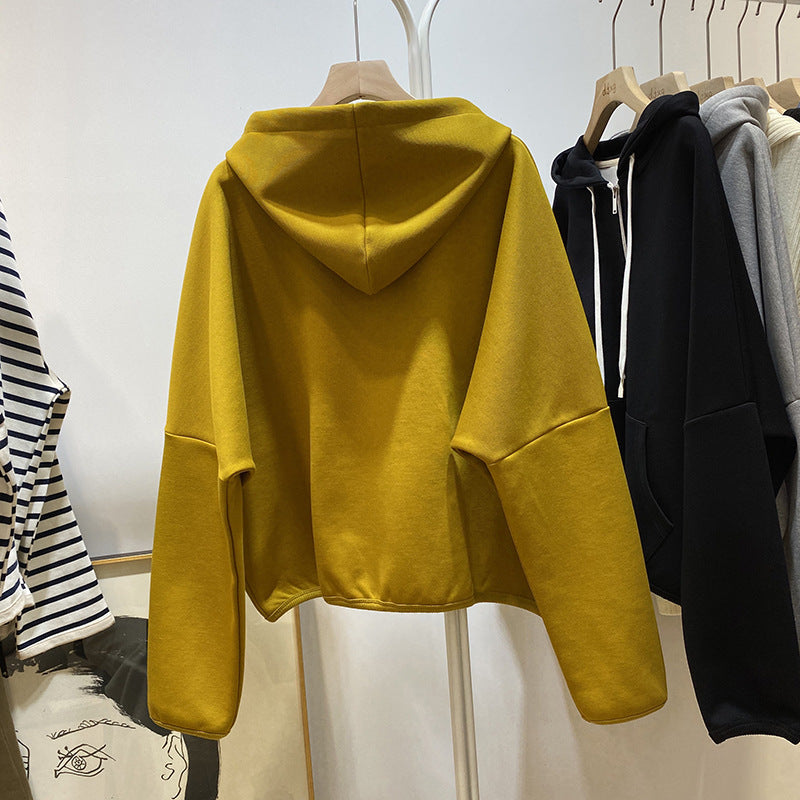 Femme Relaxed Fit Zip-Up Hoodie mit Übergroßen Taschen Heidi-Mode