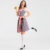 Damen nan traditionelles Kurzdirndl mit Spitzenärmeln, Schnürung und floraler Schürze Drune in Rosa【Oberteil + Rock + Schürze + Schleife】