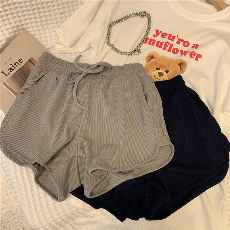 Damen Ripp-Hochbund-Lounge-Shorts Heidi-Mode