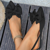 Damen Elegante Slingback Ballerina Schuhe – Schleifen Detail Komfort in Schwarz