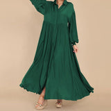 Damen Fließendes Button-Up Maxi-Kleid Drune in Grün