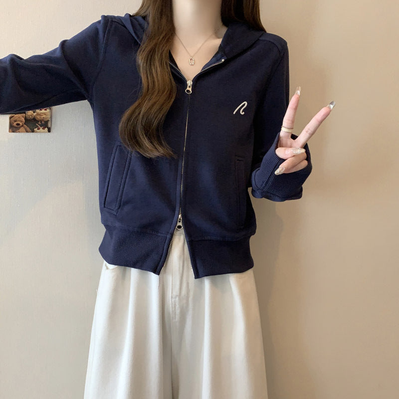 Femme Leichtgewicht Zip-up Hoodie mit stilvollen Nähten Heidi-Mode