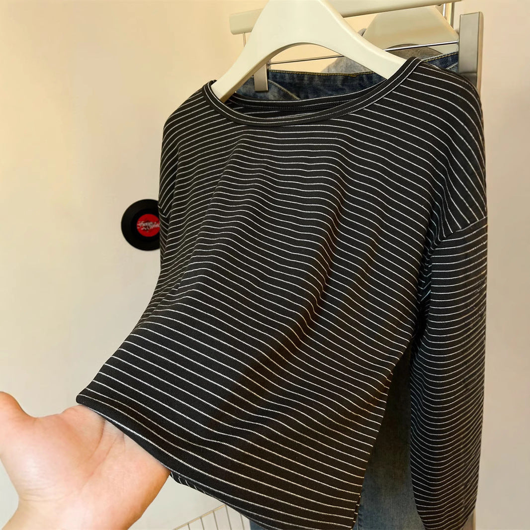 Femme Entspanntes Fit Gestreiftes Langarmtop Heidi-Mode