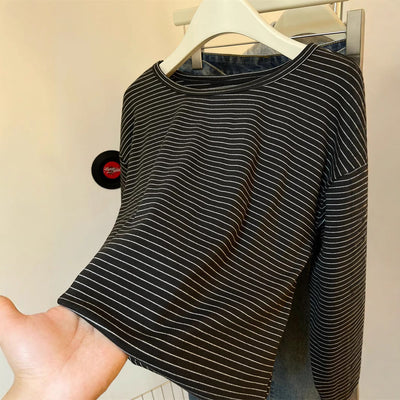 Femme Entspanntes Fit Gestreiftes Langarmtop Heidi-Mode