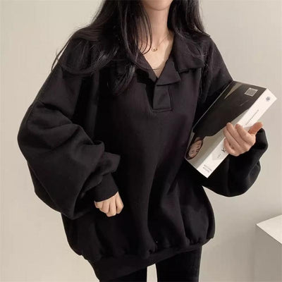 Femme Oversized Polo Sweatshirt mit Puffärmeln Heidi-Mode