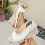 Alidda | Damen-Komfortsandalen mit geflochtener Keilsohle in Weiß