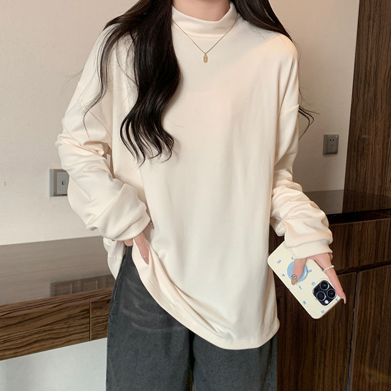 Femme Leichtgewicht Stehkragen Langarmtop Heidi-Mode