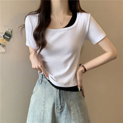 Femme Geschichtete Rippen T-Shirt Heidi-Mode