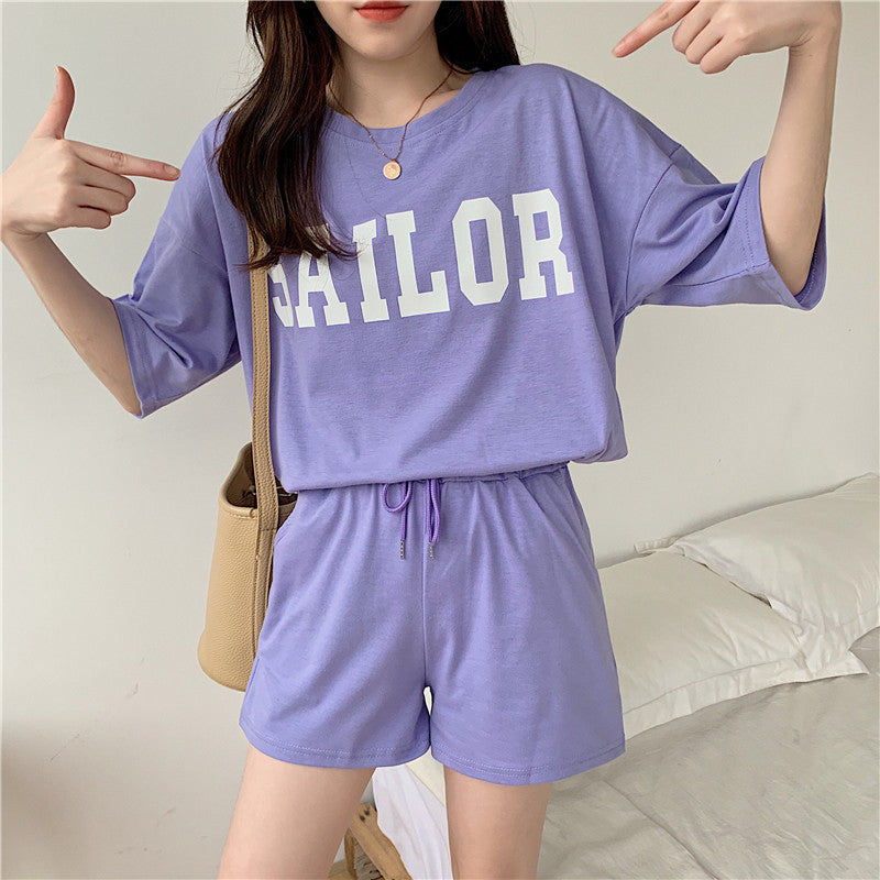 Femme Grafik Druck Entspanntes Fit Loungewear Set Heidi-Mode