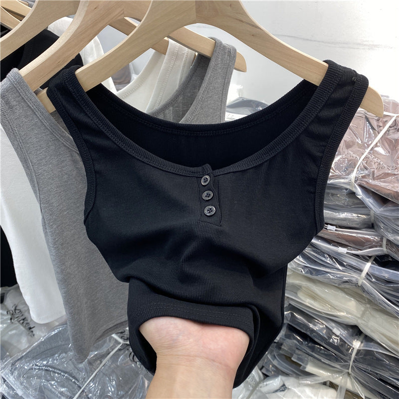 Femme Soft Ribbed Button-Down Tanktop Heidi-Mode