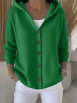 Damen nan Kapuzen-Cardigan mit Knopfleiste und lässiger Oversize-Passform Drune in Grasgrün