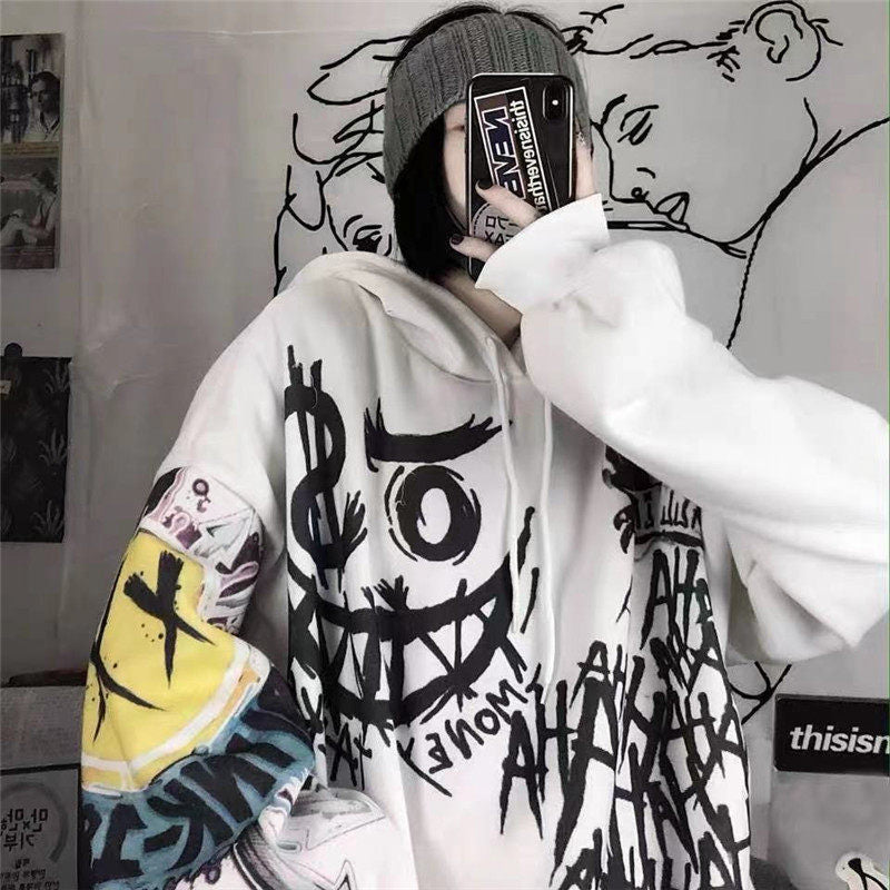 Damen Oversized Grafik Hoodie mit künstlerischem Print Heidi-Mode