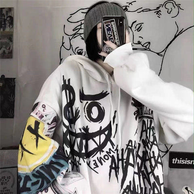 Damen Oversized Grafik Hoodie mit künstlerischem Print Heidi-Mode