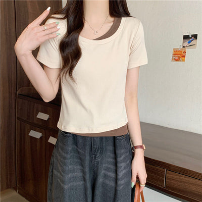 Femme Geschichtete Rippen T-Shirt Heidi-Mode