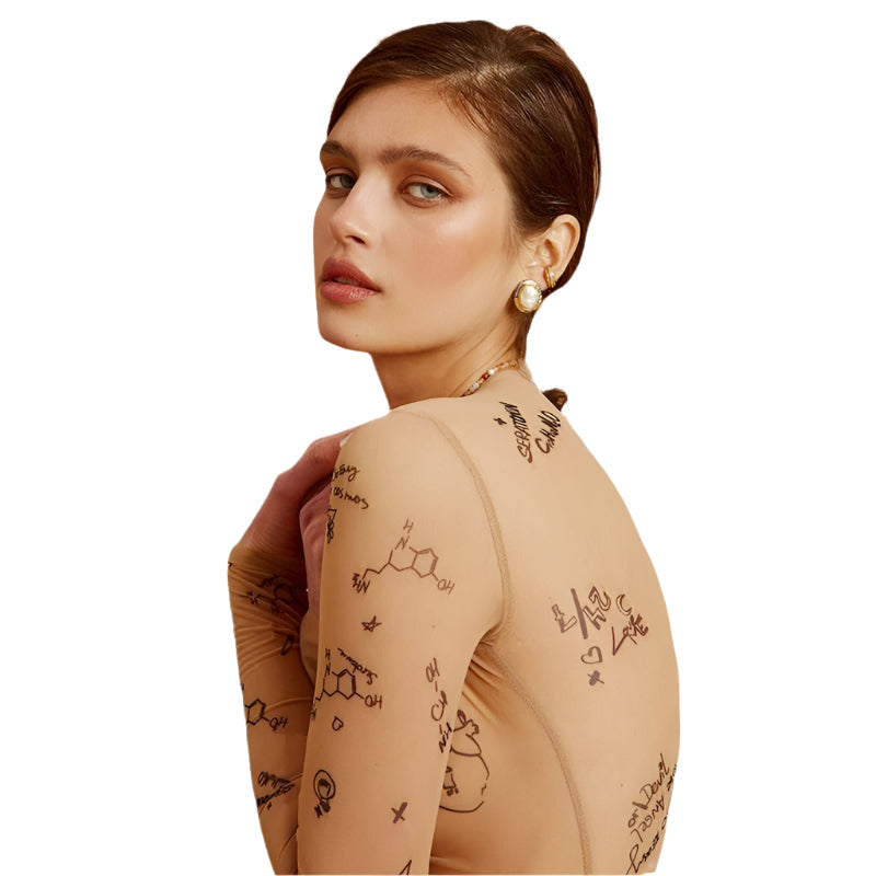 Anastasia - Langarm-Top aus transparentem Mesh-Stoff