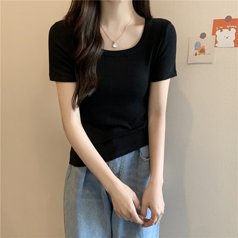 Femme Kurzarm-Ripp Top Casual Heidi-Mode