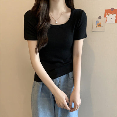 Femme Kurzarm-Ripp Top Casual Heidi-Mode