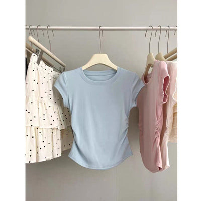 Femme Kurzarm Raffung T-Shirt Heidi-Mode