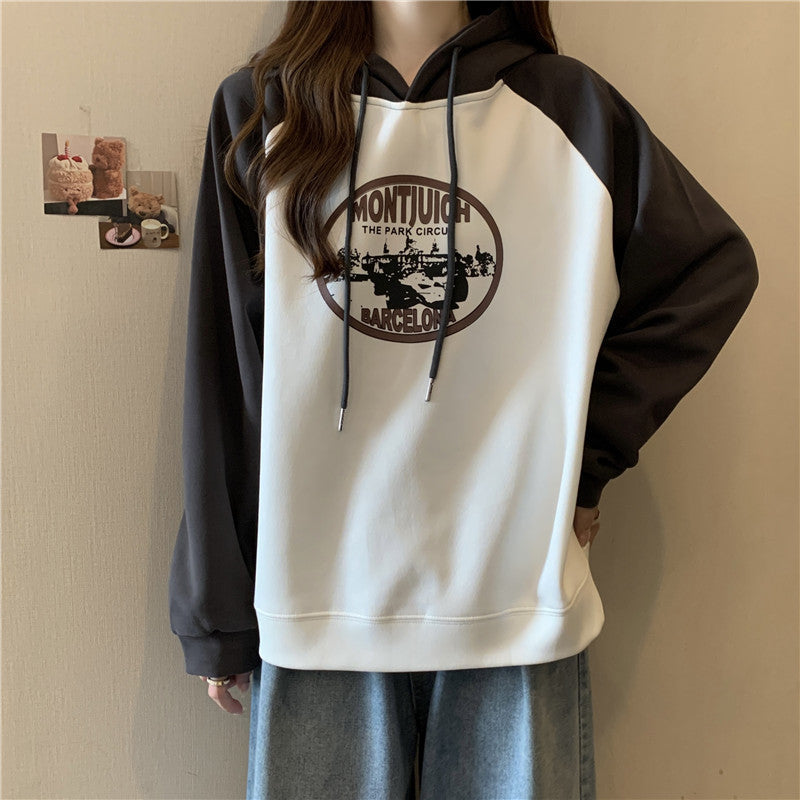 Femme Übergroße Grafik Hoodie mit Einzigartigem Druck Heidi-Mode