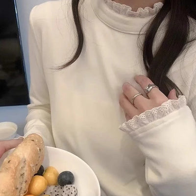 Femme Rüsch Mock Neck Langarm-Top Heidi-Mode