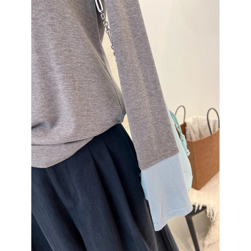 Damen Langarm-Lagen-Top mit einzigartigem Ärmel-Detail Heidi-Mode