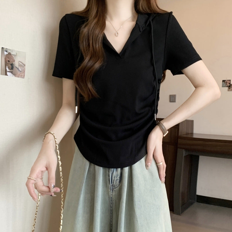 Femme Kurzarm Polo Hoodie Heidi-Mode