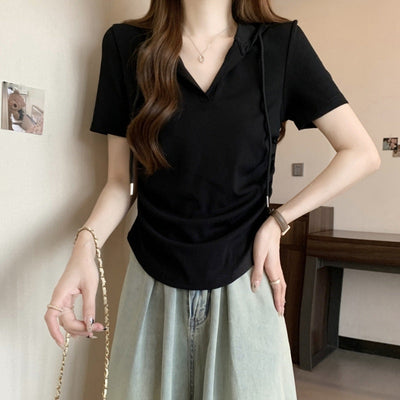 Femme Kurzarm Polo Hoodie Heidi-Mode