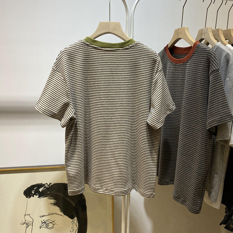 Femme Entspanntes Passform Gestreiftes T-Shirt Heidi-Mode