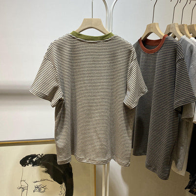 Femme Entspanntes Passform Gestreiftes T-Shirt Heidi-Mode