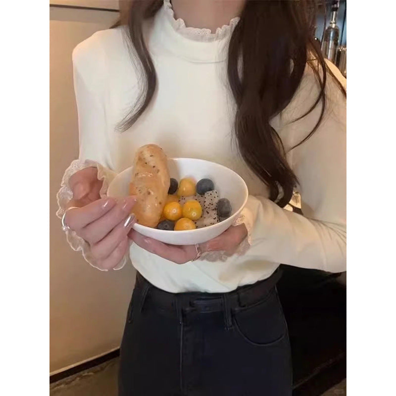 Femme Rüsch Mock Neck Langarm-Top Heidi-Mode