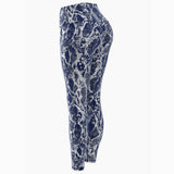 Damen nan hoch taillierte Sportleggings mit formender Kompression und strukturierter Schlangenprägung Drune in Blau
