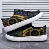 Damen Schwarze Schnür-Sneaker Mit Totenkopf-Print – Gepolsterte Komfortschuhe in Schwarz