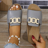 Damen Slip-On Keilabsatz Sandalen Mit Schnalle – Bequeme Plateauschuhe in Grau