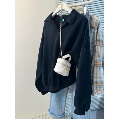 Femme Übergroße Mit Kragen Pullover Sweatshirt Heidi-Mode