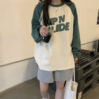 Femme Grafik Raglan Ärmel T-Shirt Heidi-Mode