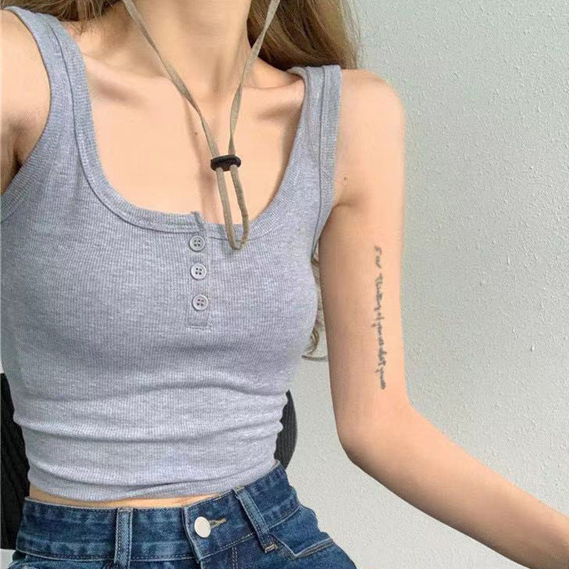 Femme Gerippter Henley Tanktop Heidi-Mode