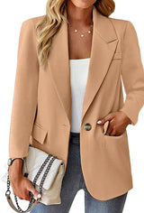 Damen nan taillierter Blazer mit Ein-Knopf-Verschluss Reverskragen und Pattentaschen Drune in Khaki