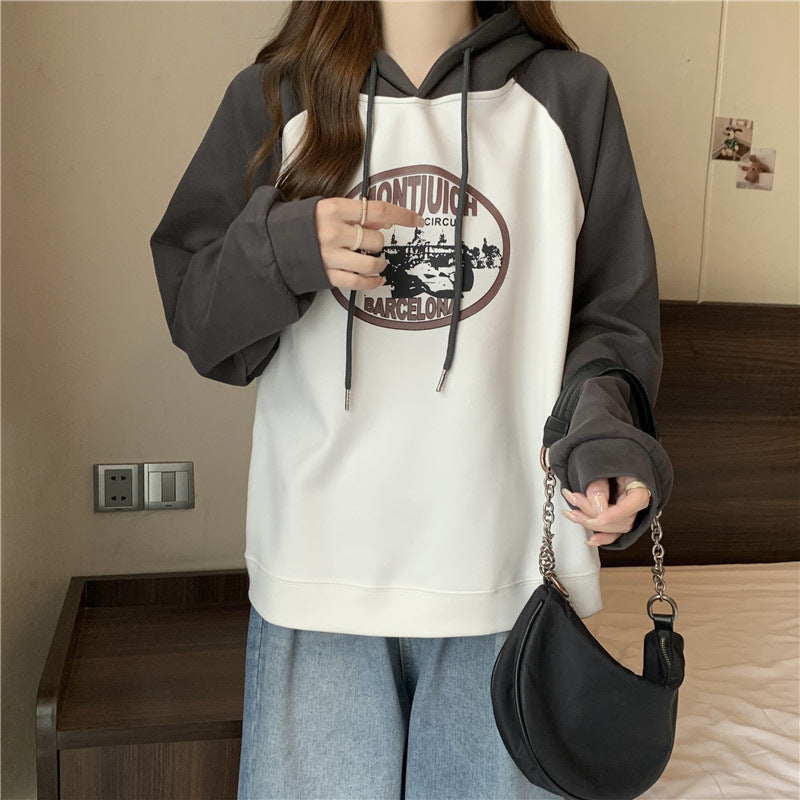 Femme Übergroße Grafik Hoodie mit Einzigartigem Druck Heidi-Mode