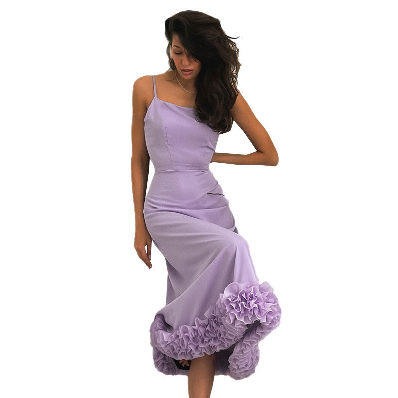 Bianca - Delikate Maxikleid mit Federakzenten