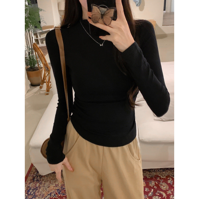 Femme Langarm Mock-Neck Ripp-Top Heidi-Mode