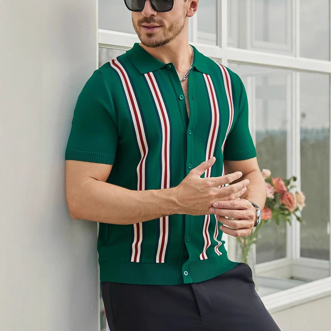 Herren kurzärmliges modisches Hemd mit Streifen Aliams