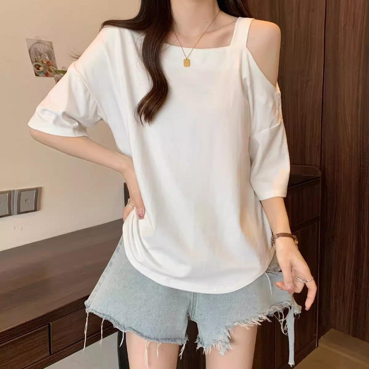 Damen Off-Shoulder Freizeit Bluse Heidi-Mode