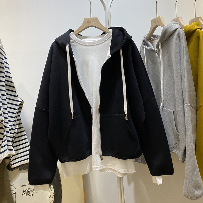 Femme Relaxed Fit Zip-Up Hoodie mit Übergroßen Taschen Heidi-Mode