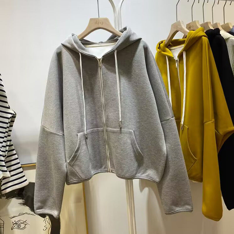 Femme Relaxed Fit Zip-Up Hoodie mit Übergroßen Taschen Heidi-Mode