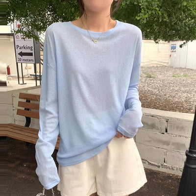 Femme Leichtgewicht Langarm Entspanntes Passform Top Heidi-Mode