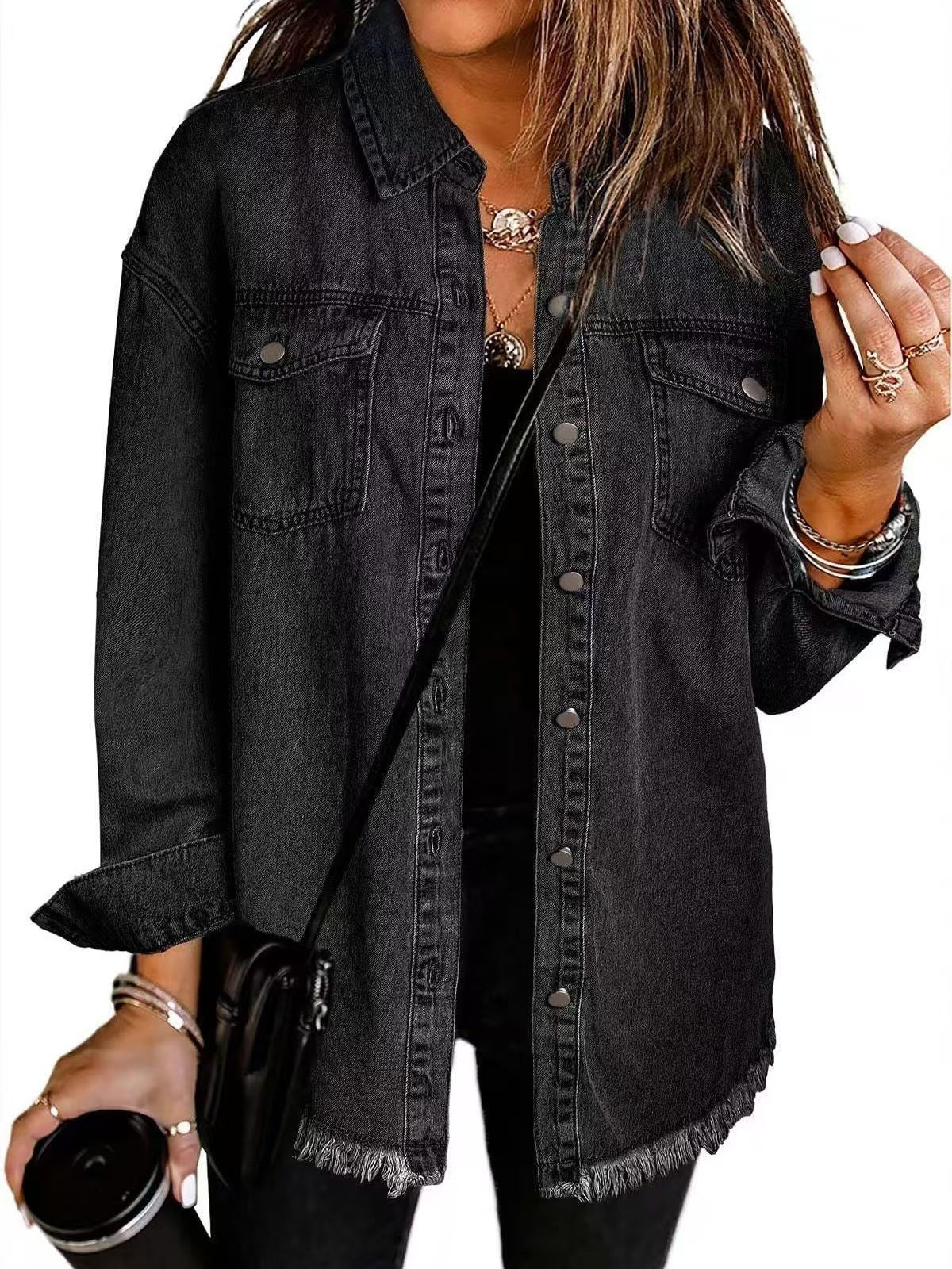 Jolien – LangärMelige Jeansjacke Mit Taschen