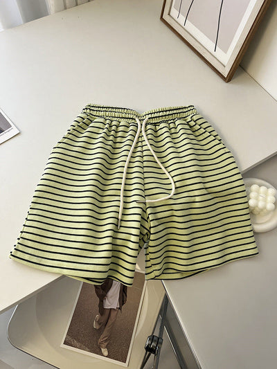 Femme Hoch Taillierte Gestreifte Lounge Shorts Heidi-Mode