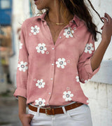 Damen nan lockere Hemdbluse mit floralem Druck und Rollärmeln Drune in Pink