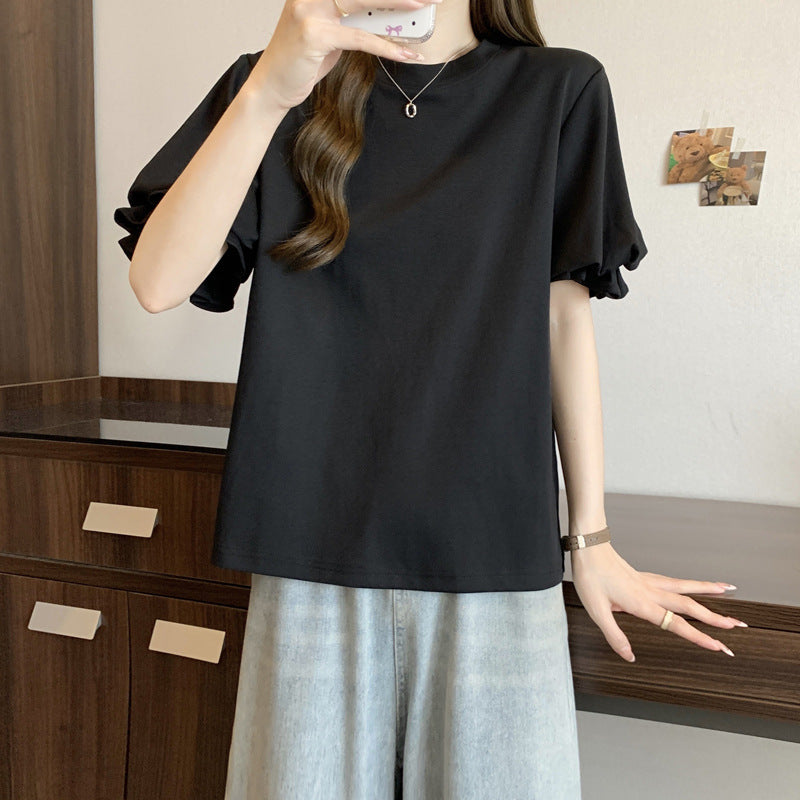 Damen Puffärmel Relaxed Fit T-Shirt Heidi-Mode